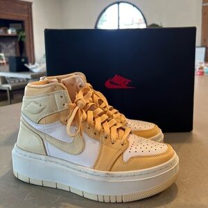 Nike Air Jordan 1 Elevate High Shoes Gold White womens size 6.5